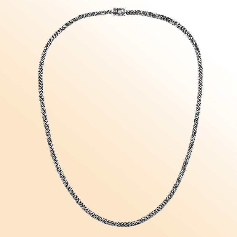 AN-1122-CZW-16" Sterling Silver Necklace With White Cubic Zirconia Jewelry Bali Designs Inc 
