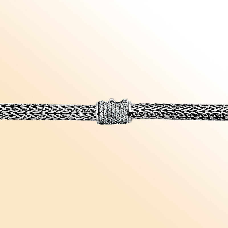 AN-1122-CZW-16" Sterling Silver Necklace With White Cubic Zirconia Jewelry Bali Designs Inc 