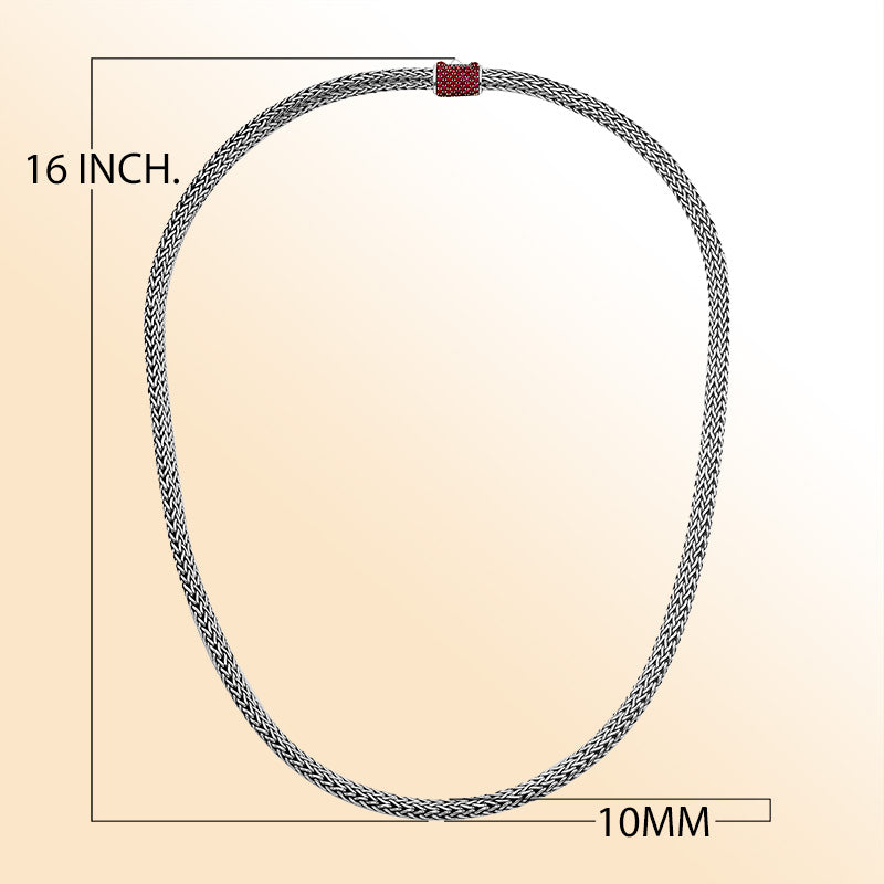 AN-1122-GA-16" Sterling Silver Necklace With Garnet Q. Jewelry Bali Designs Inc 