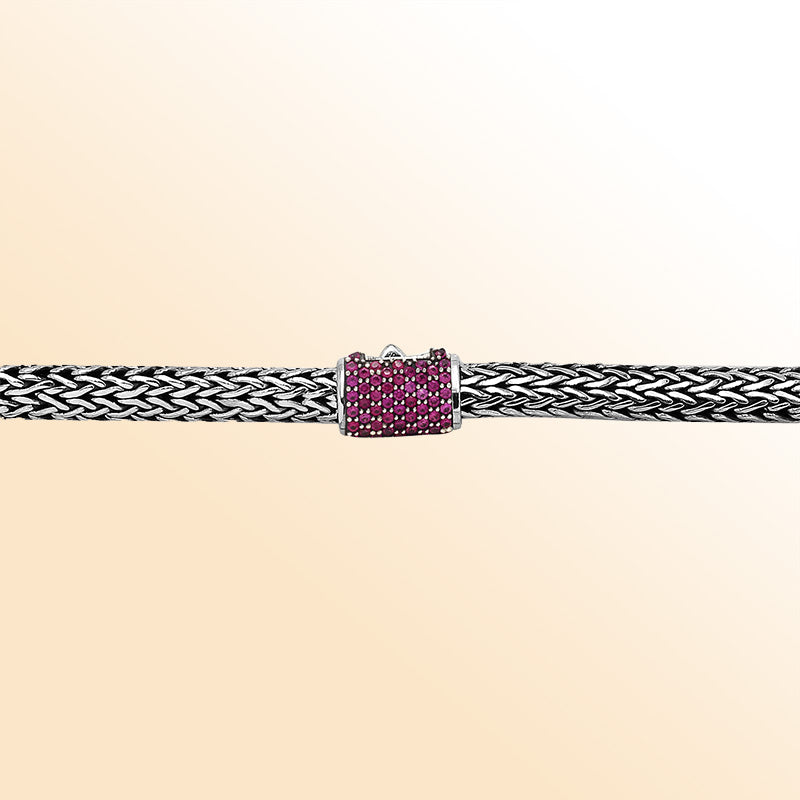 AN-1122-RB-16" Sterling Silver Necklace With Ruby Q. Jewelry Bali Designs Inc 