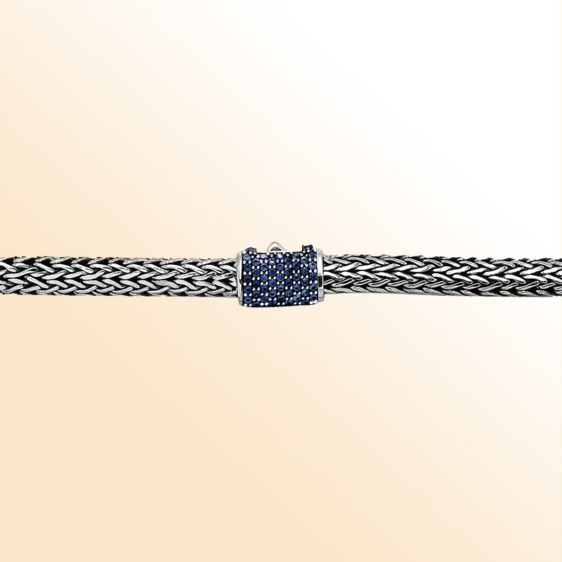 AN-1122-SP-16" Sterling Silver Necklace With Sapphire Q. Jewelry Bali Designs Inc 