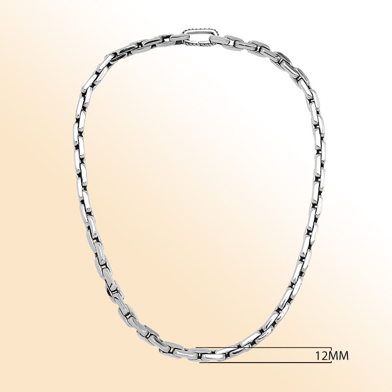 Sterling Silver marine link chain necklace with bold interlocking links, handcrafted finish, and refined statement appeal for everyday or layered styling.
