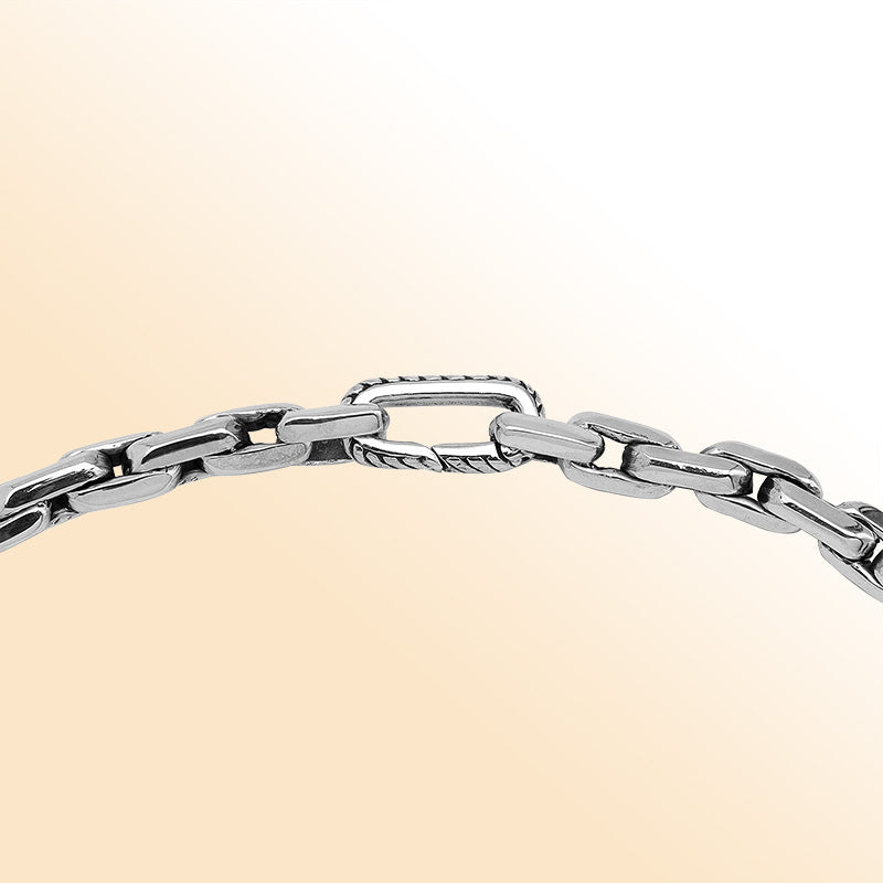 Sterling Silver marine link chain necklace with bold interlocking links, handcrafted finish, and refined statement appeal for everyday or layered styling.