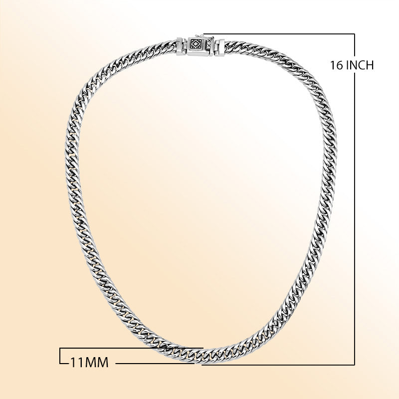 Handcrafted sterling silver woven chain necklace with detailed Balinese clasp, artisan jewelry from Bali.