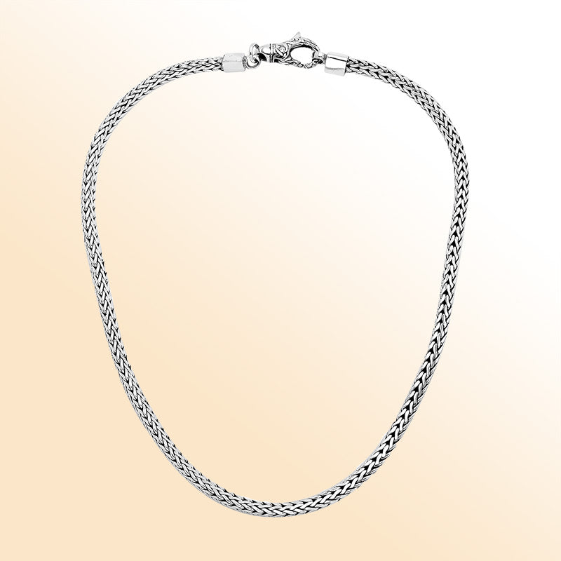 Handcrafted 6 MM Sterling Silver woven chain with lobster lock from Bali.