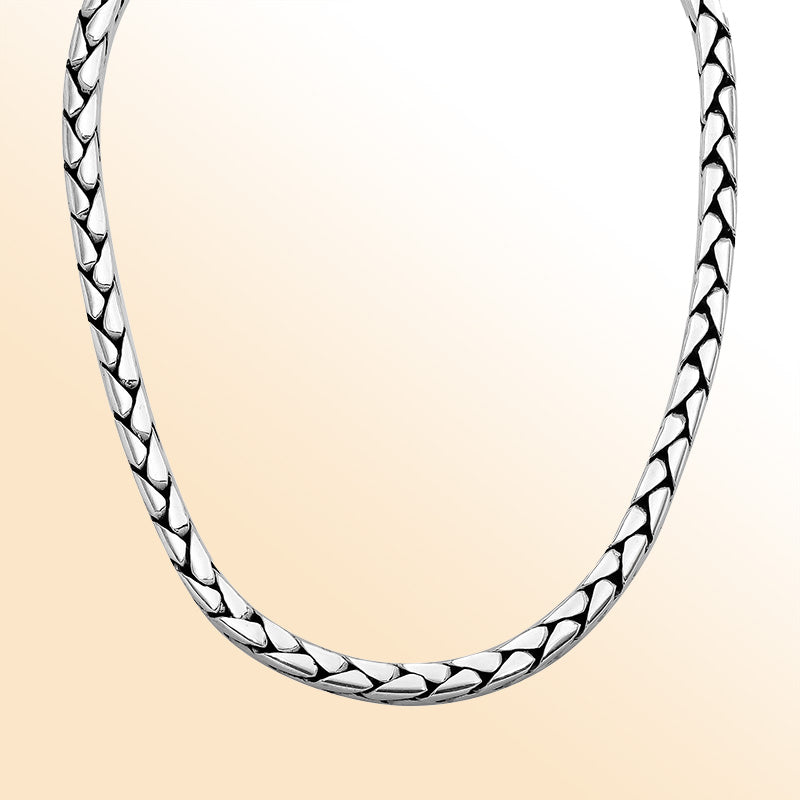 Handcrafted 6 MM Sterling Silver flat-link chain with lobster lock from Bali.