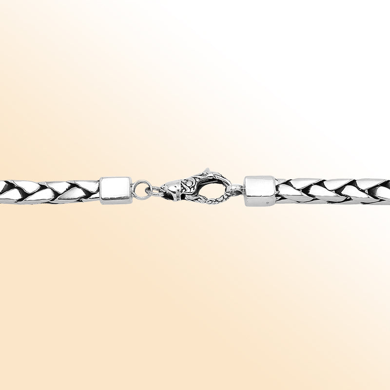 Handcrafted 6 MM Sterling Silver flat-link chain with lobster lock from Bali.
