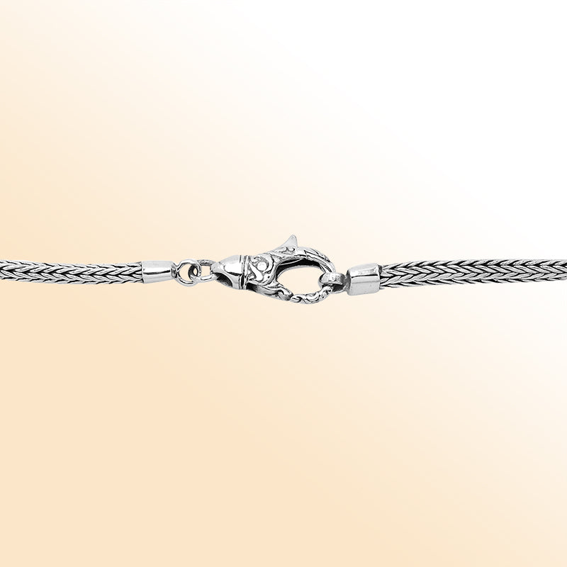Handcrafted 3x5 MM Sterling Silver woven chain with lobster lock from Bali.