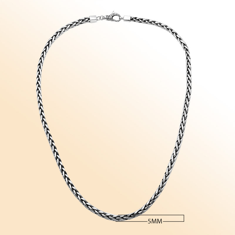 Handcrafted 5 MM Sterling Silver woven chain with lobster lock from Bali.