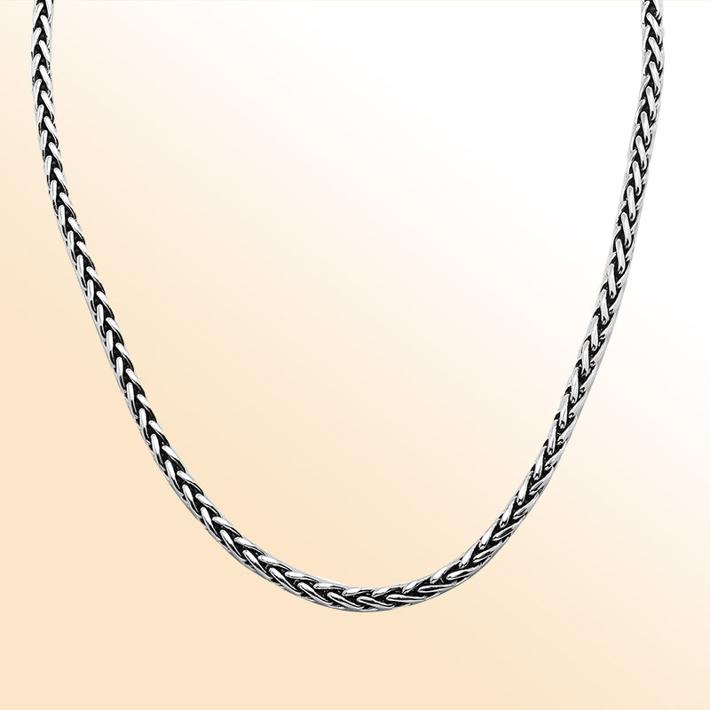 Handcrafted 4 MM Sterling Silver woven chain with lobster lock from Bali.