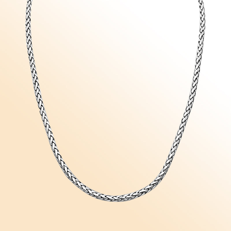 Handcrafted 925 Sterling Silver 3x5MM woven chain necklace with lobster lock clasp