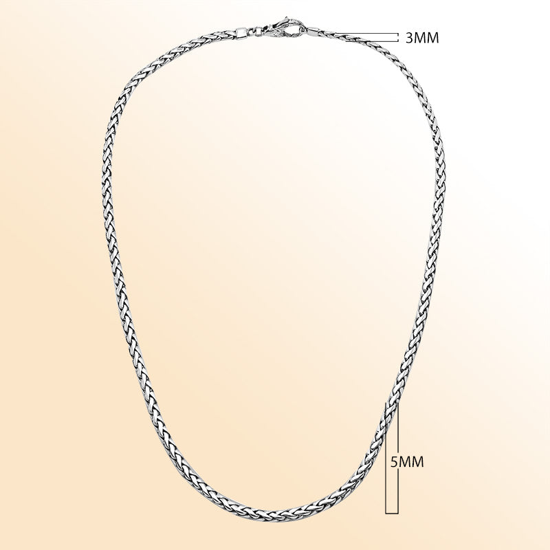 Handcrafted 925 Sterling Silver 3x5MM woven chain necklace with lobster lock clasp