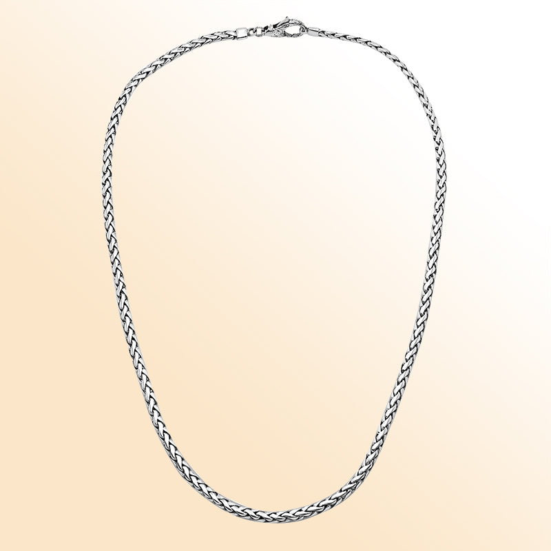 Handcrafted 925 Sterling Silver 3x5MM woven chain necklace with lobster lock clasp