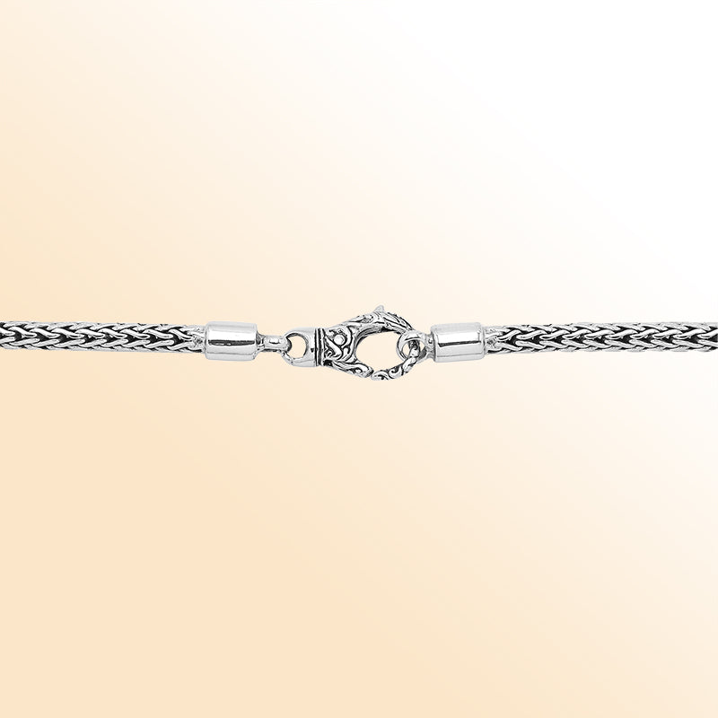 Handcrafted 925 Sterling Silver 4MM woven chain necklace with lobster lock clasp