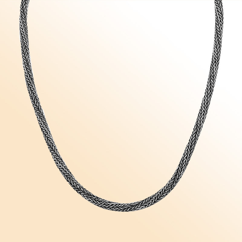 Handcrafted 925 Sterling Silver 5MM woven chain necklace with lobster lock clasp