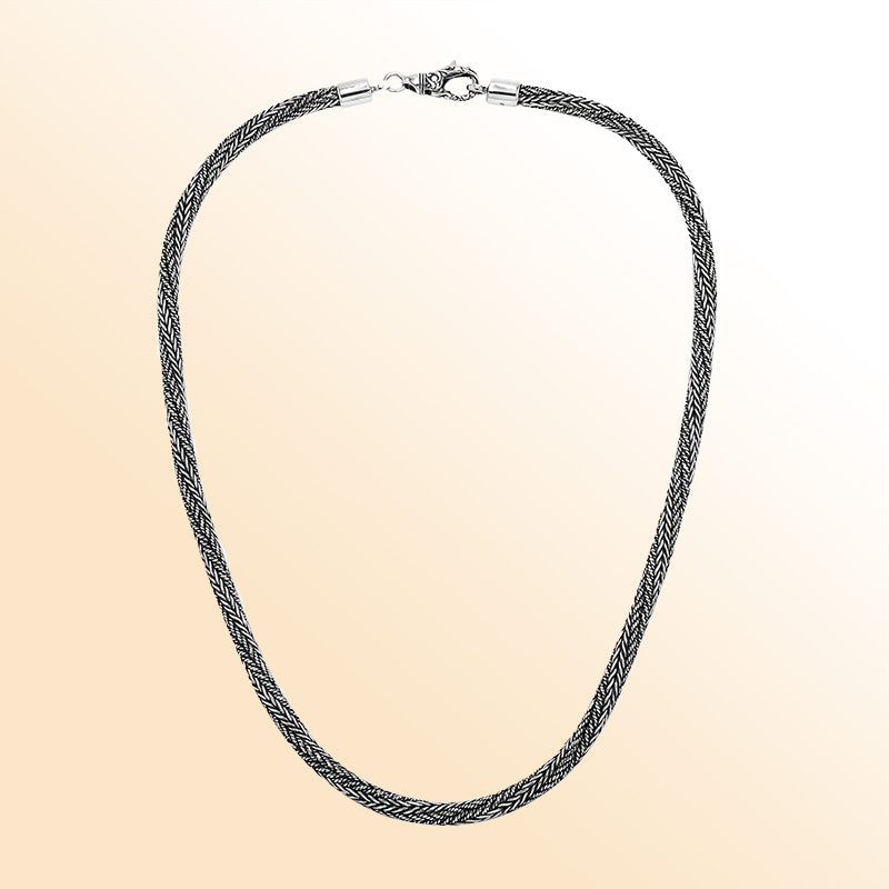 Handcrafted 925 Sterling Silver 5MM woven chain necklace with lobster lock clasp