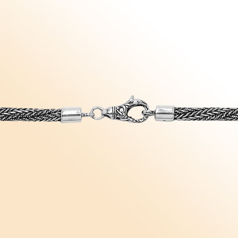 Handcrafted 925 Sterling Silver 5MM woven chain necklace with lobster lock clasp