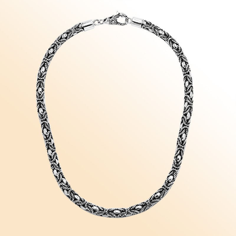 Sterling Silver 6MM Bali Necklace with Lobster Lock for men and women