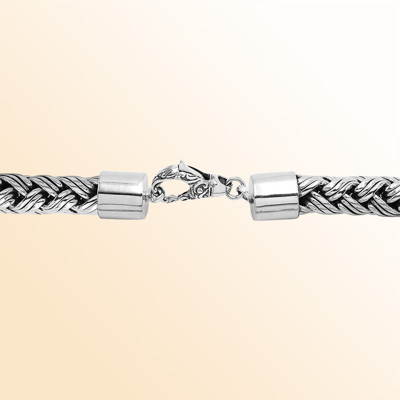 Luxury 15MM Sterling Silver Handcrafted Bali Necklace with Hook Lock