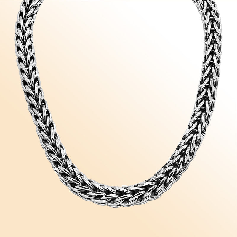 Sterling Silver 15MM Handcrafted Bali Necklace with Hook Lock