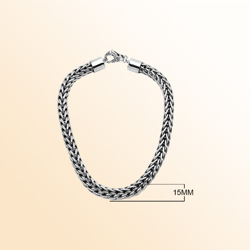Sterling Silver 15MM Handcrafted Bali Necklace with Hook Lock
