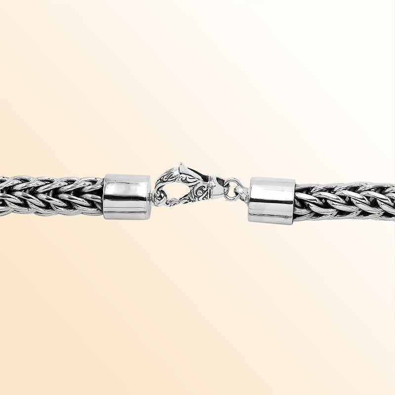 Sterling Silver 15MM Handcrafted Bali Necklace with Hook Lock