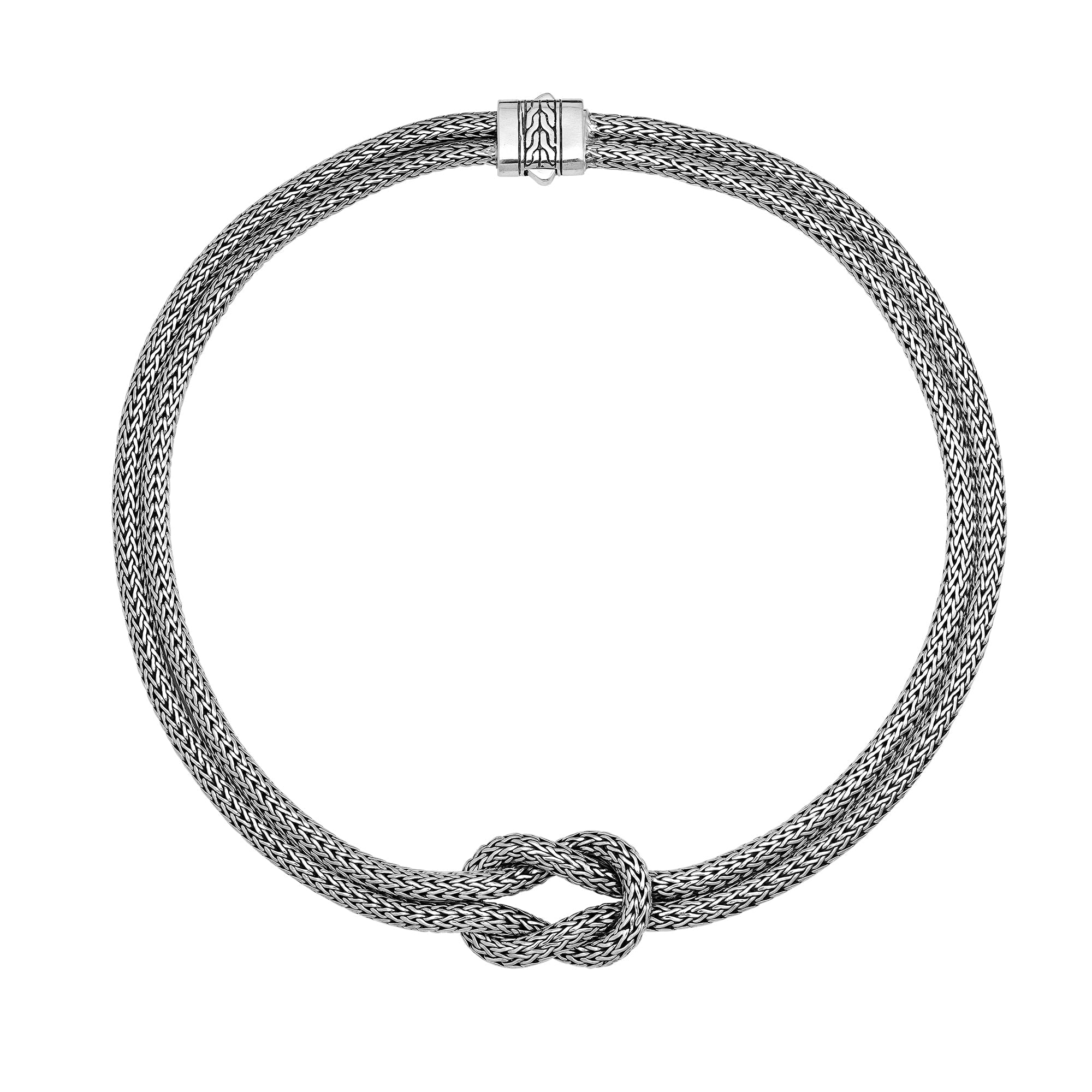 Sterling Silver Handcrafted Bali Necklace with Decorative Push Clasp