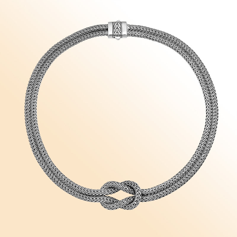 Sterling Silver Handcrafted Bali Necklace with Decorative Push Clasp