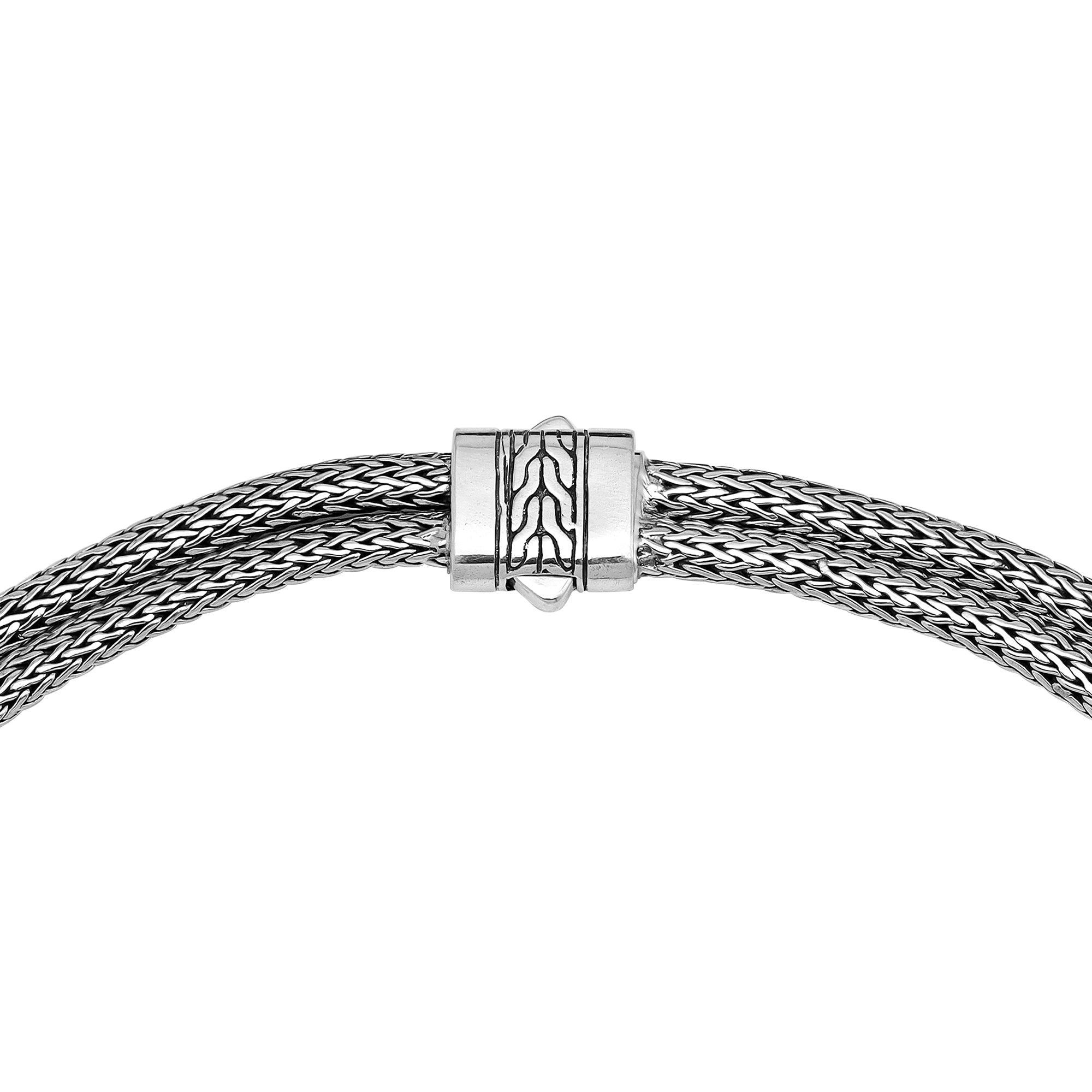 Sterling Silver Handcrafted Bali Necklace with Decorative Push Clasp