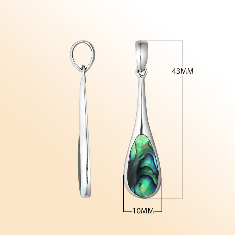 Sterling silver teardrop pendant with natural Abalone Shell – handcrafted Bali jewelry with shimmering ocean hues, a unique artisan gift