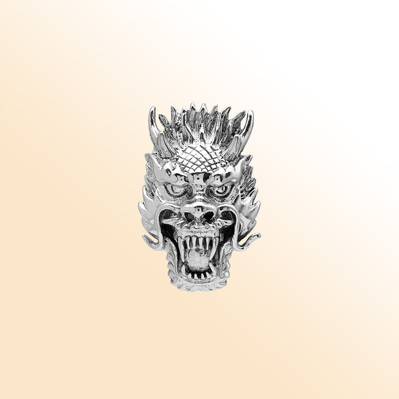 Sterling silver dragon head pendant with detailed carving and oxidized finish, handcrafted Bali artisan jewelry for bold everyday style.