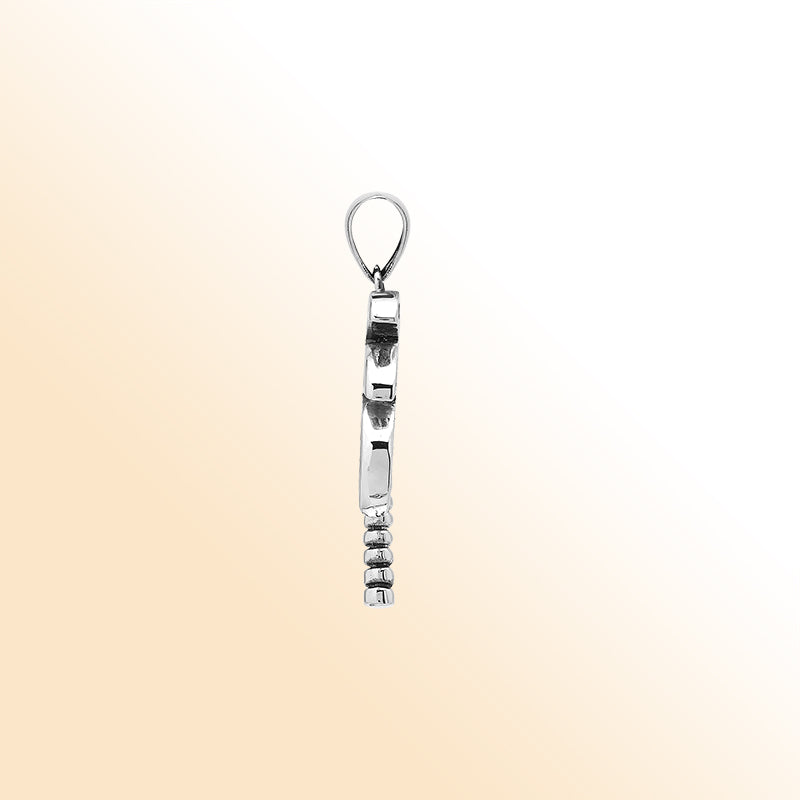 Tropical palm tree pendant in sterling silver with abalone shell inlay, artisan-crafted for exotic island-inspired style.