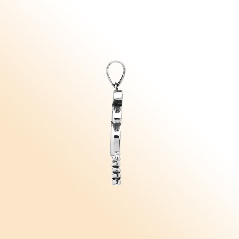 Bold tropical palm tree pendant in sterling silver with coral inlay, artisan-crafted for vibrant beach-inspired style.