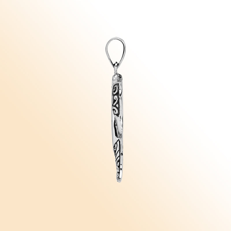 Sterling silver seahorse pendant with turquoise shell inlay, handcrafted in Bali.