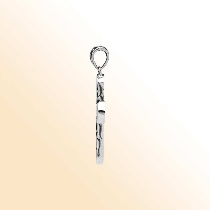 Red coral cross pendant in sterling silver with handcrafted Balinese detailing, religious jewelry.