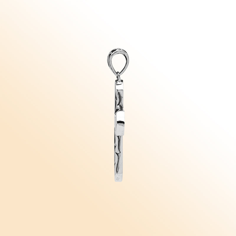 Black shell cross pendant in sterling silver with handcrafted Balinese scrollwork, religious artisan jewelry.
