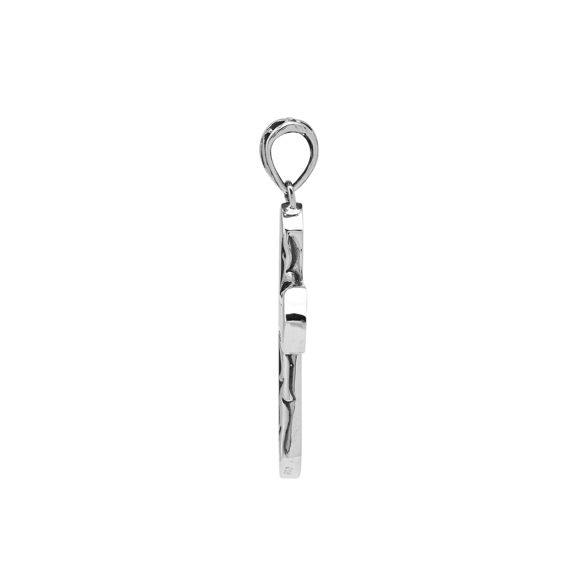 Black shell cross pendant in sterling silver with handcrafted Balinese scrollwork, religious artisan jewelry.