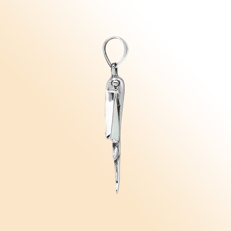 Mother of pearl Sterling silver Stingray pendant with mother of pearl inlay, handcrafted Balinese nautical jewelry.