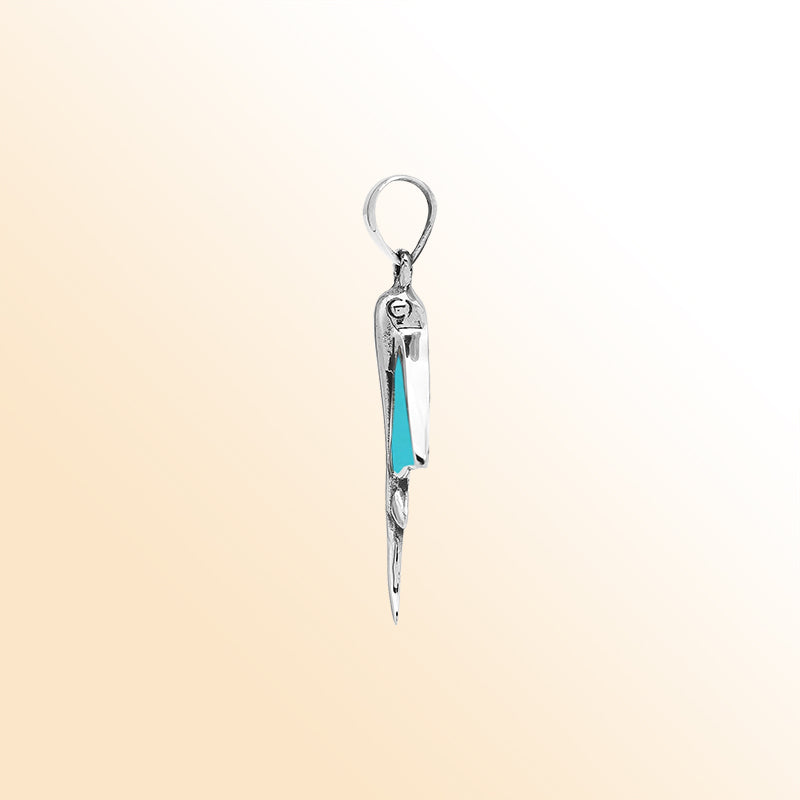 Ocean spirit stingray pendant in sterling silver with turquoise shell