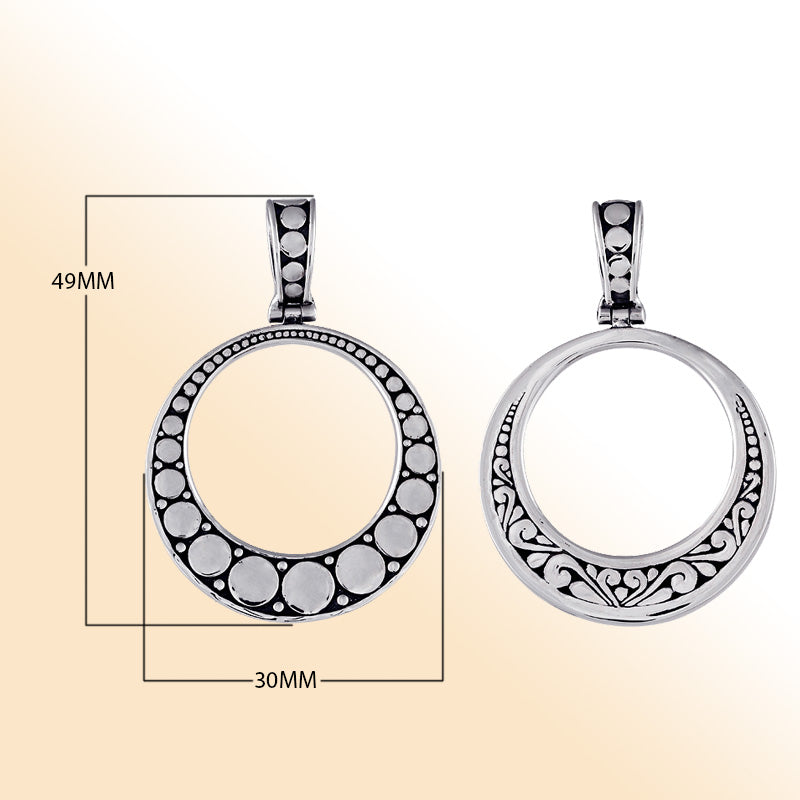 Elegant sterling silver round pendant with dotted and scroll design for women’s jewelry