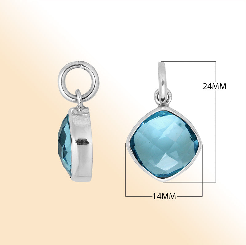 Elegant sterling silver pendant with cushion-cut Blue Topaz Quartz