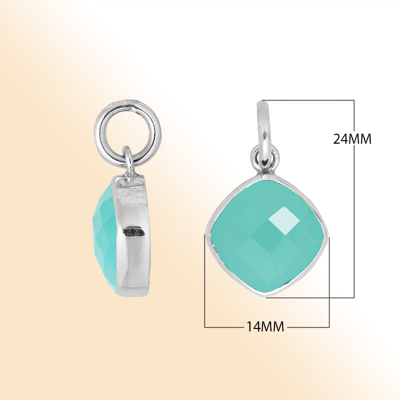 Elegant sterling silver pendant with cushion-cut Green Chalcedony Quartz