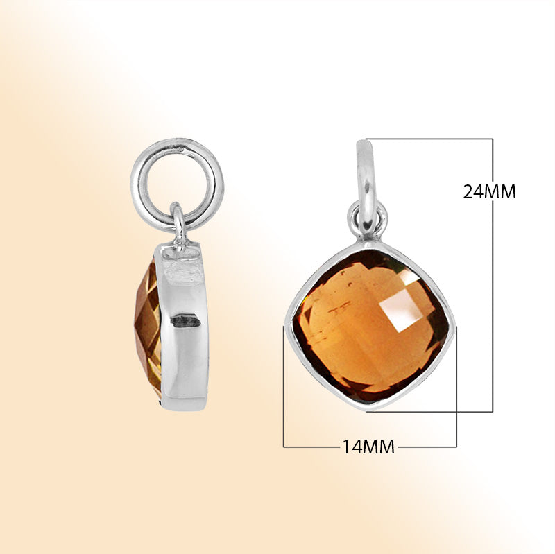 Sterling silver pendant with cushion-cut Citrine Quartz radiating golden sunlight glow