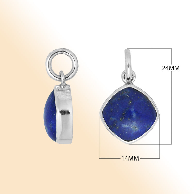 Sterling silver pendant with cushion-cut Lapis in midnight sky blue