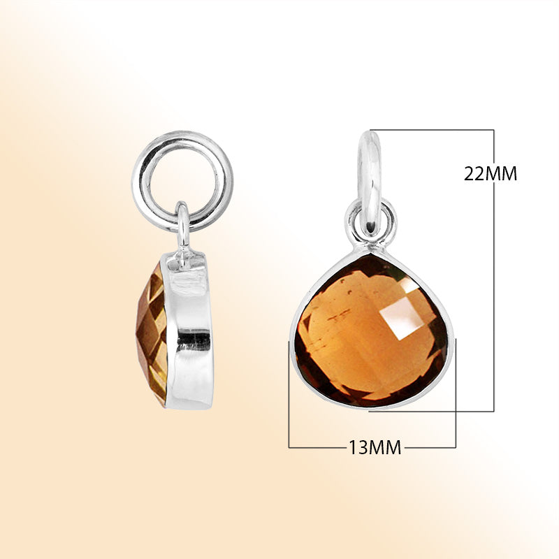 Sterling silver teardrop pendant with polished Citrine Quartz stone in golden glow
