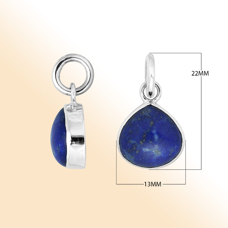 Sterling silver teardrop pendant with polished deep blue Lapis stone