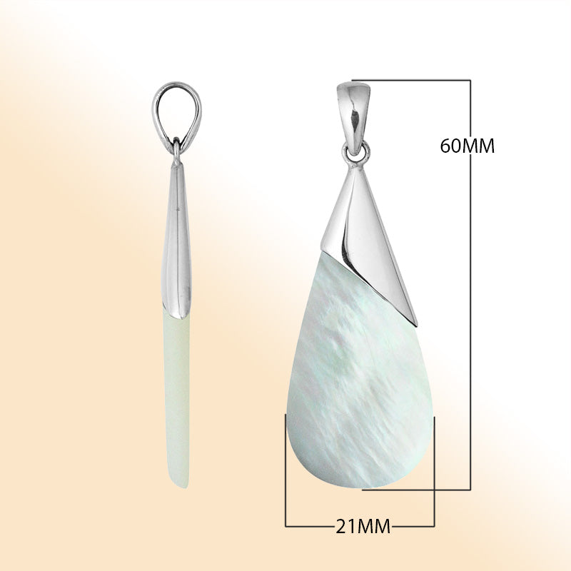 Handcrafted 925 Silver Overlay Teardrop Pendant With Mother Of Pearl