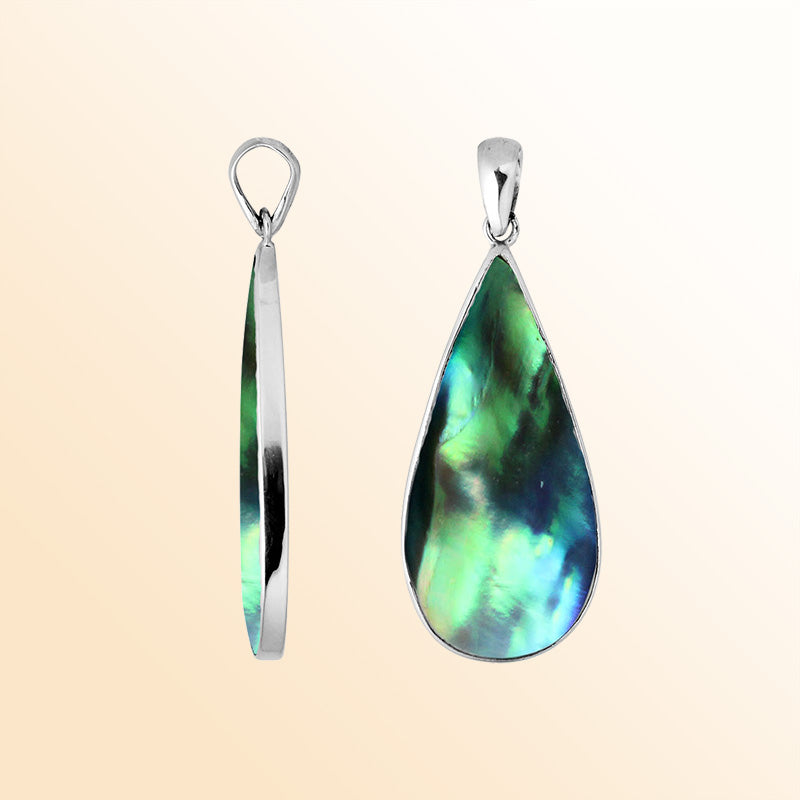 Handcrafted 925 Silver Oval Pendant With Abalone Shell And Intricate Filigree Design
