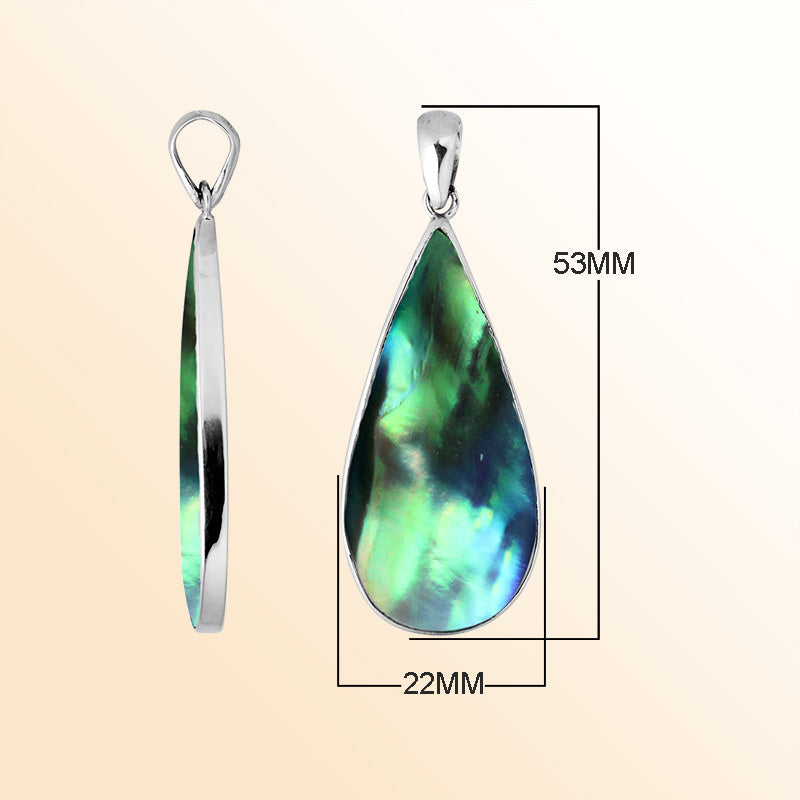 Handcrafted 925 Silver Oval Pendant With Abalone Shell And Intricate Filigree Design
