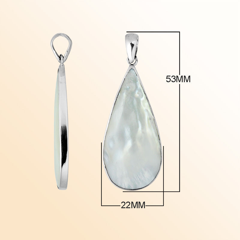 Handcrafted 925 Silver Teardrop Pendant With Mother Of Pearl